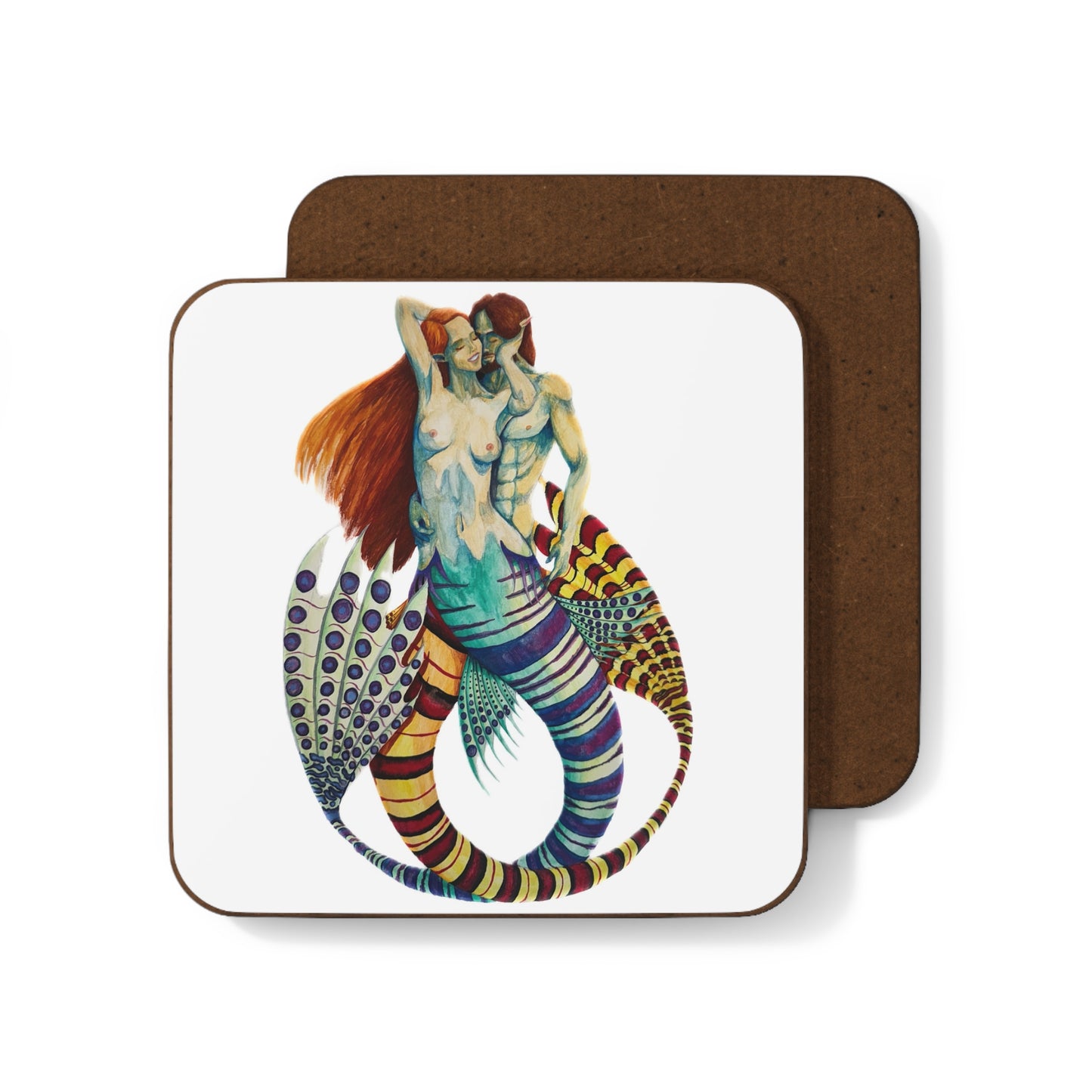 Mer Lovers 1 (No Background) Hardboard Back Coaster