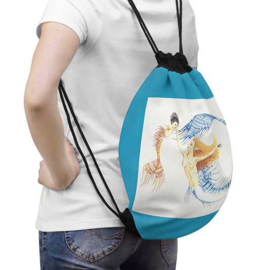 Larimar and Ametrine (No Background) Drawstring Bag