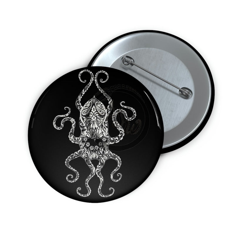 Paisley Flower Octopus (Inverted) Pin Buttons 2.25 Accessories