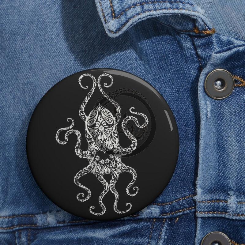 Paisley Flower Octopus (Inverted) Pin Buttons 3 Accessories