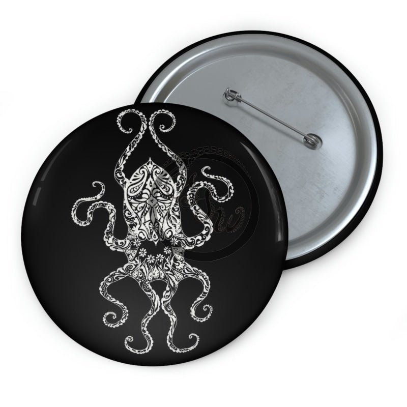 Paisley Flower Octopus (Inverted) Pin Buttons Accessories