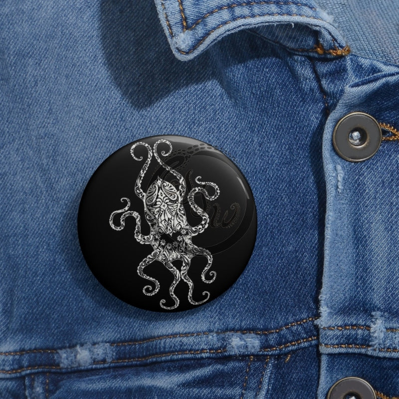 Paisley Flower Octopus (Inverted) Pin Buttons Accessories