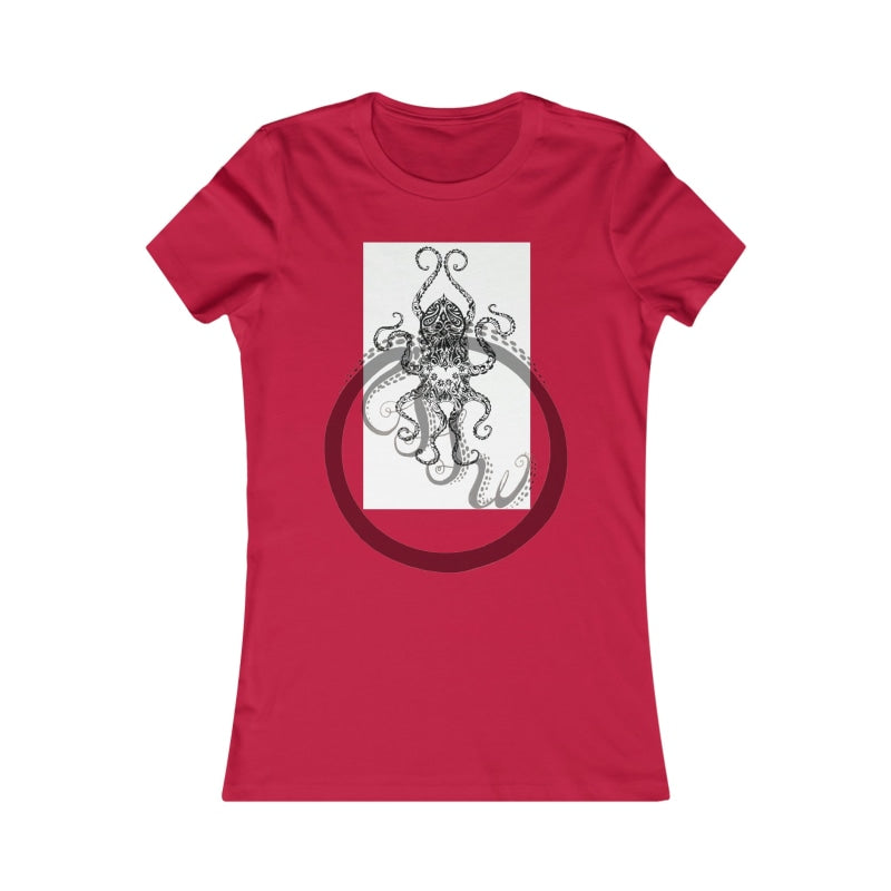 Paisley Flower Octopus Womens Favorite Tee S / Red T-Shirt